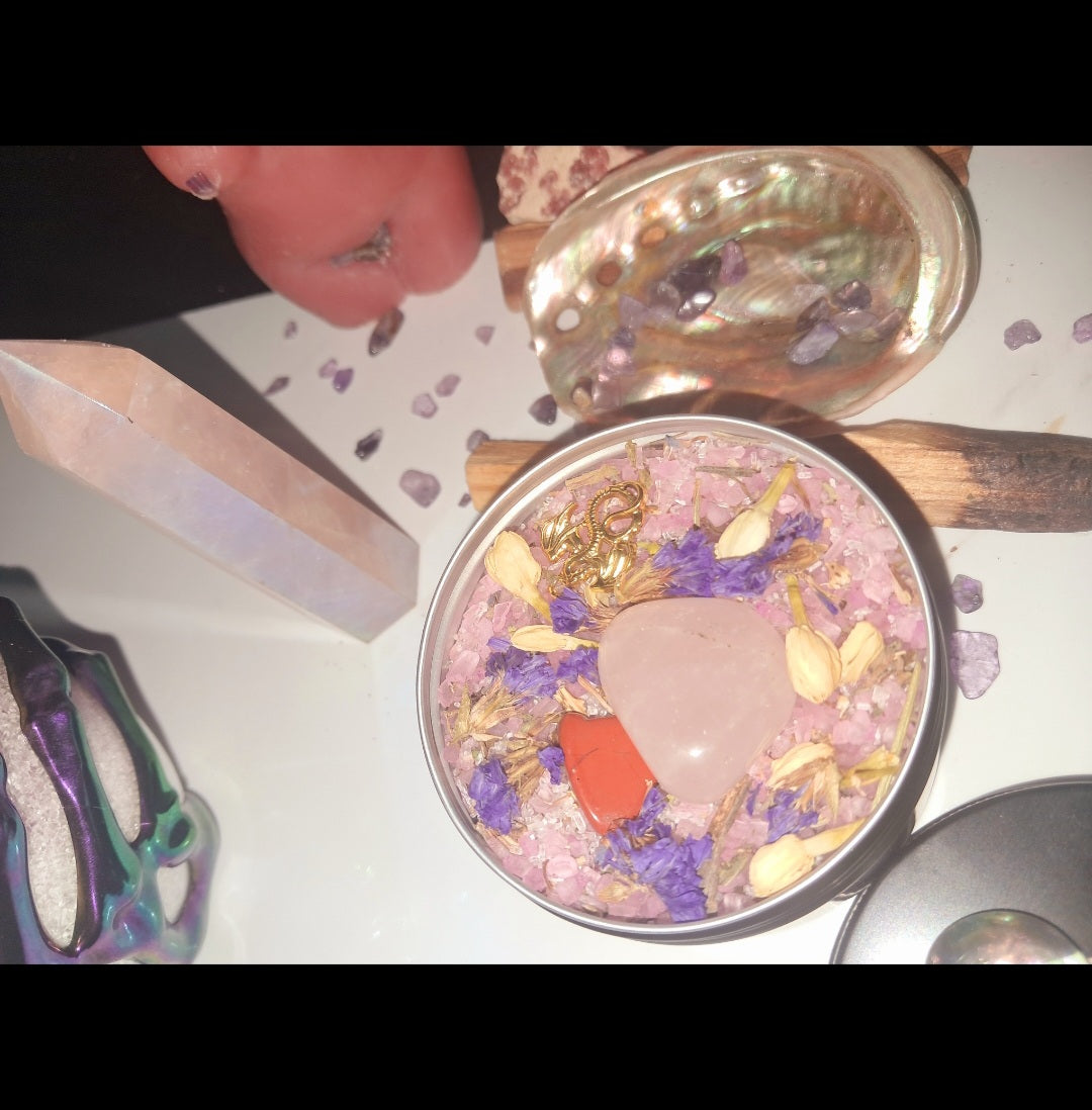 Love Ritual Spiritual Bath Jar & Crystals