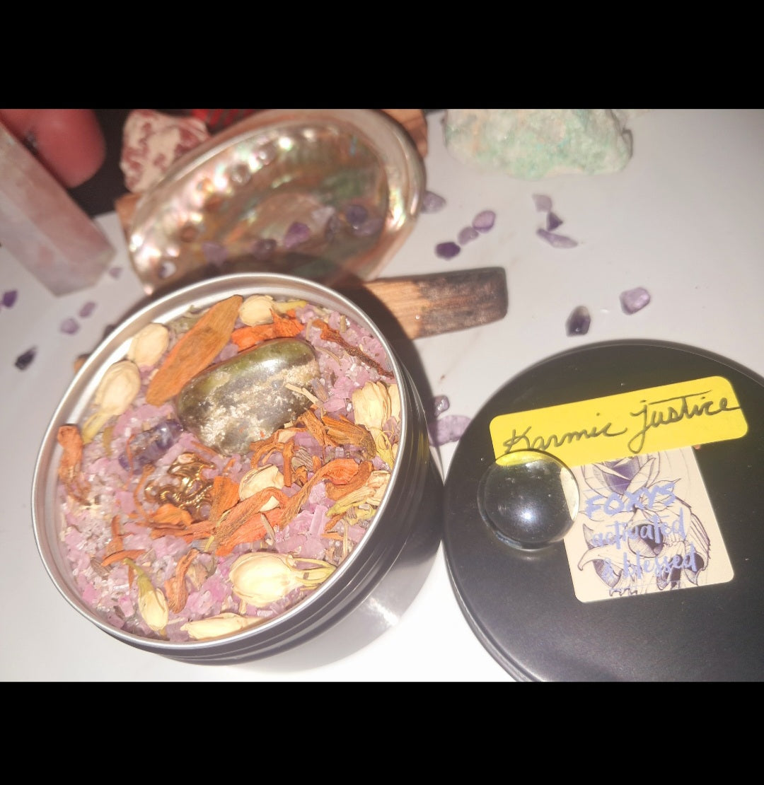 Karmic Justice Ritual Spiritual Bath Jar & Crystals