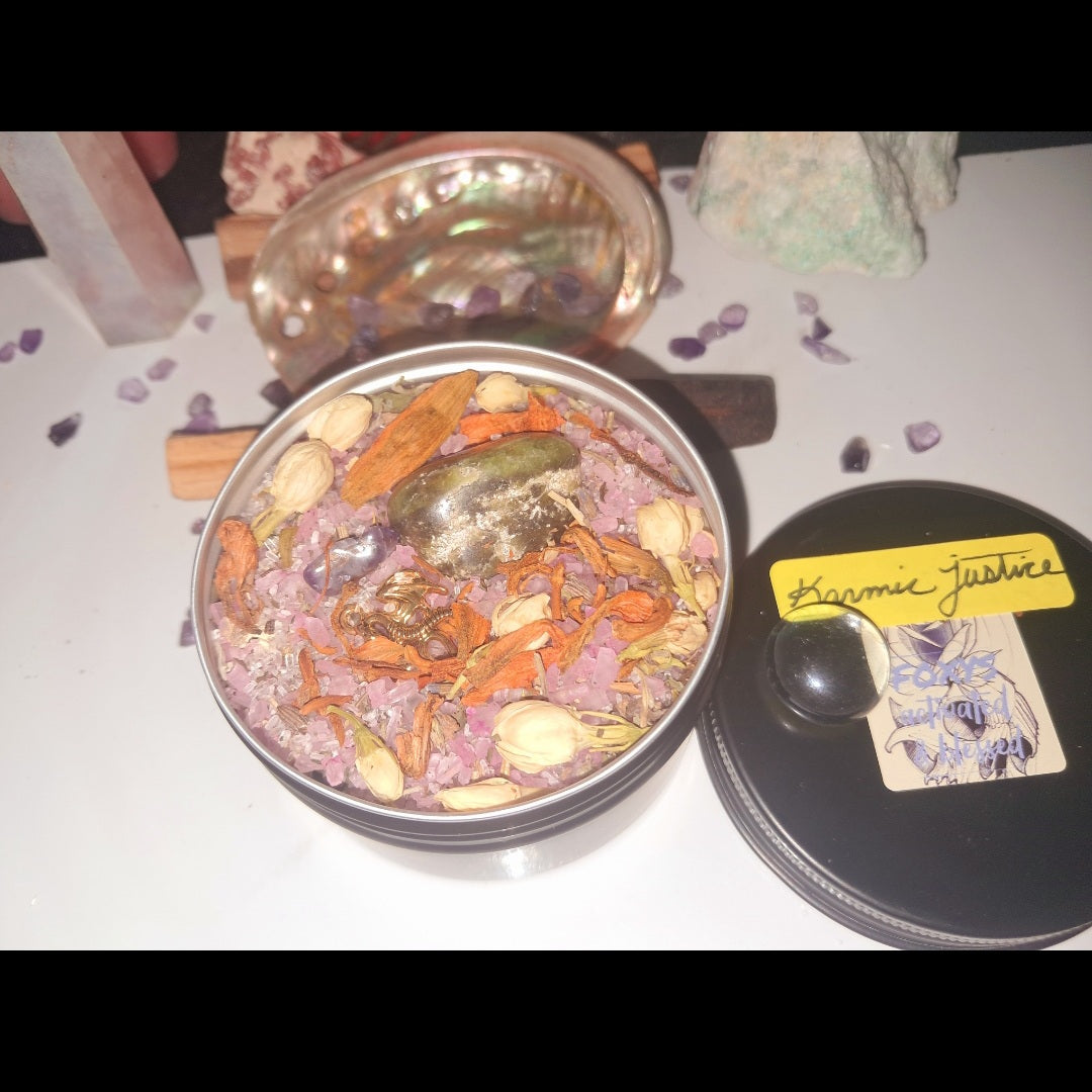 Karmic Justice Ritual Spiritual Bath Jar & Crystals