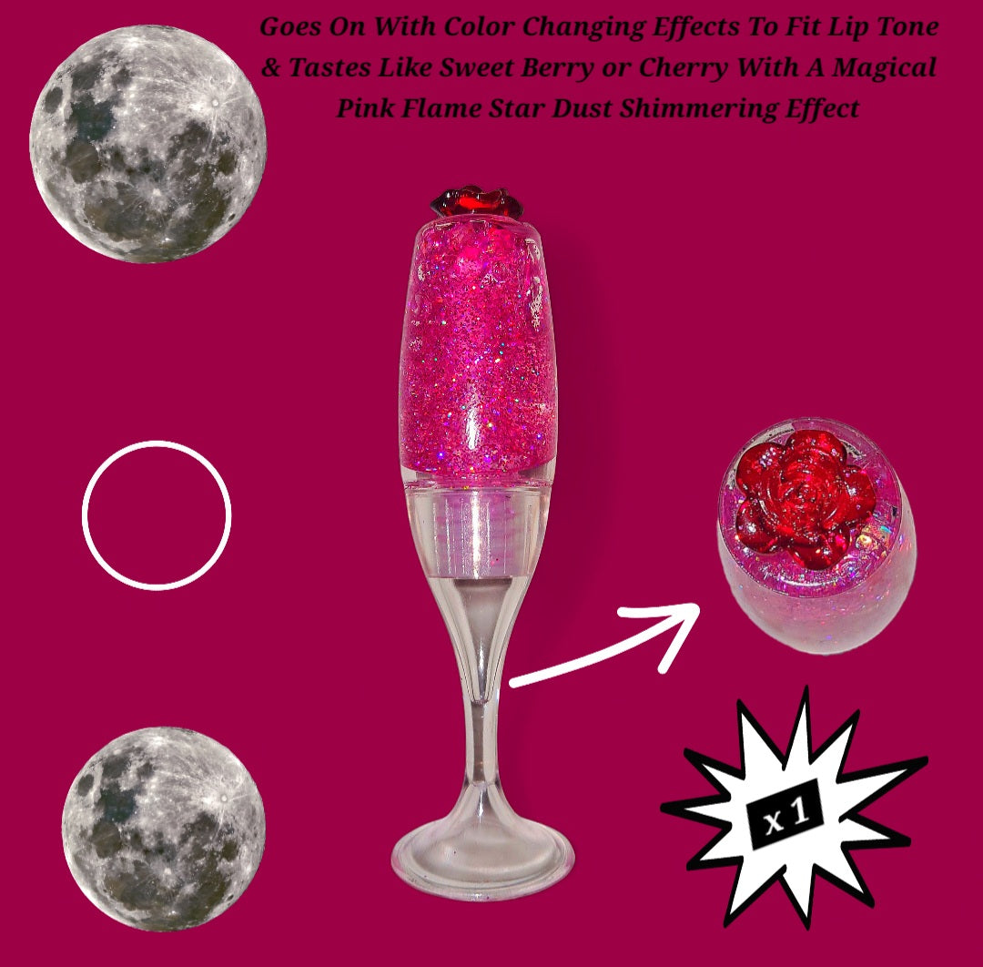 Pink Flame Warrior Spirit - Galaxtic Star Dust Color Changing - Clear Ritual Activated & Blessed - Instant Manifestation & Cleansing Energy Lip Gloss