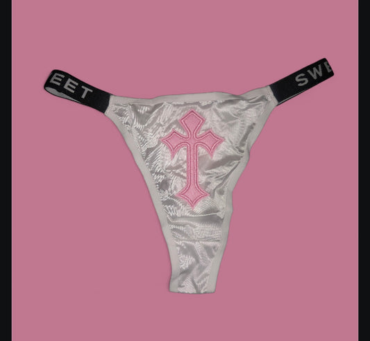 The Sweet Magical Flower - White / Light Pink / Black Ritual Activated Thong
