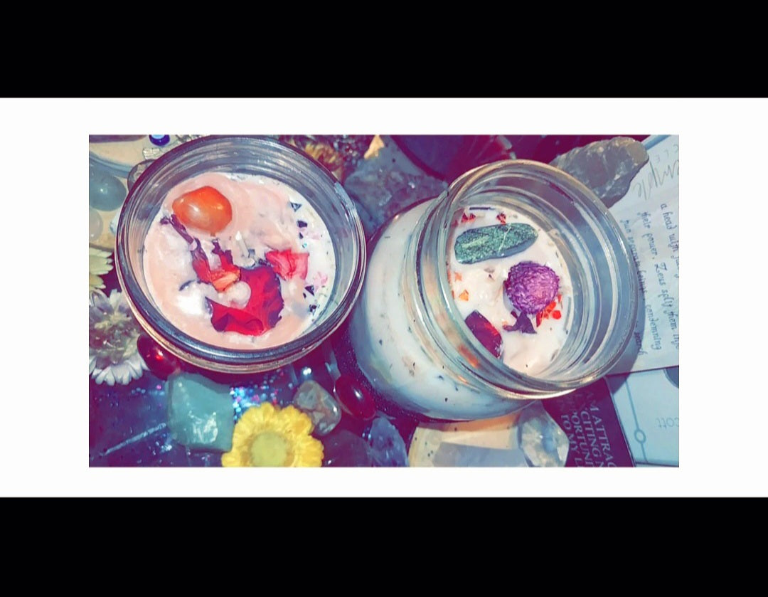 Love Intensification & Protection Ritual Candle With Crystals