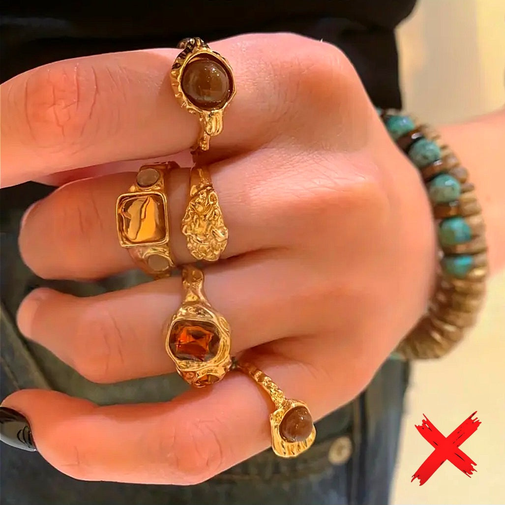 Happy Vibrations Uplifting Against Storms That Come Your Way - Hammered Gold Metal With Crystals Ritual Activated & Blessed - Energy Matching Mystery Ring Pick