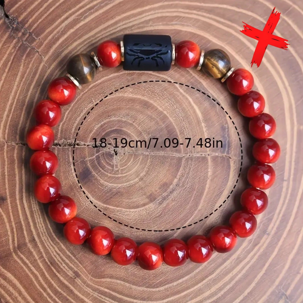 Unstoppable Cancer Red Agate & Tigers Eye - Protection Over Lucky Energy & Balance - Transmuting Ritual Bracelet Activated & Blessed