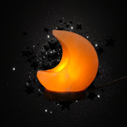 Citrine Transmuting Cresent Crystal Moon Ritual Lamp - Activated & Blessed