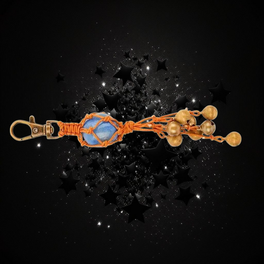 Aquamarine Strength In Healing & Witch / Warlock Protection Bells Ritual Activated & Blessed Keychain