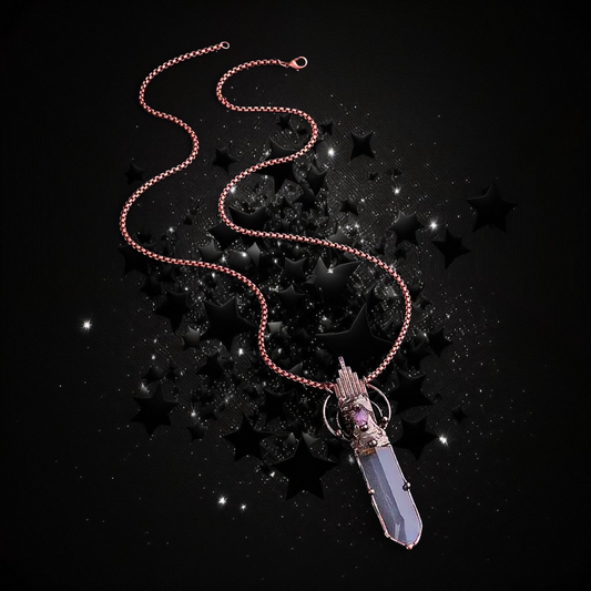 Energy Shielder & Amplifier - Clear Quartz Amethyst Ritual Necklace