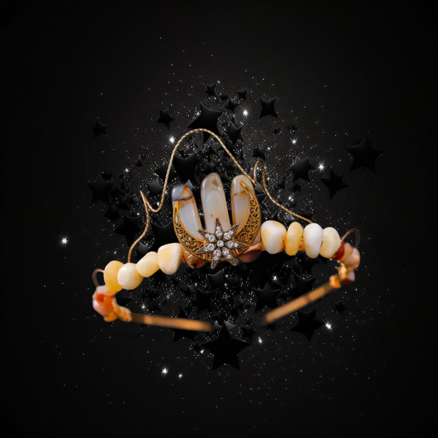 Goddess Of Stability - Smokey & White Quartz Crystal Ritual Activated Headband Crown