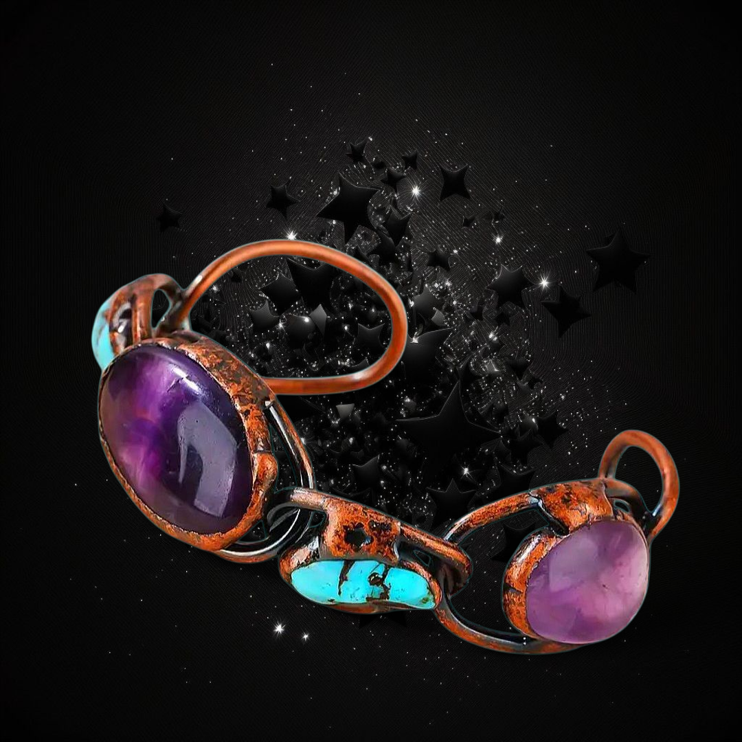 Strengthened & Protected Voice, Mental & Emotional State - Amethyst & Blue Turquoise Ritual Activated Bracelet