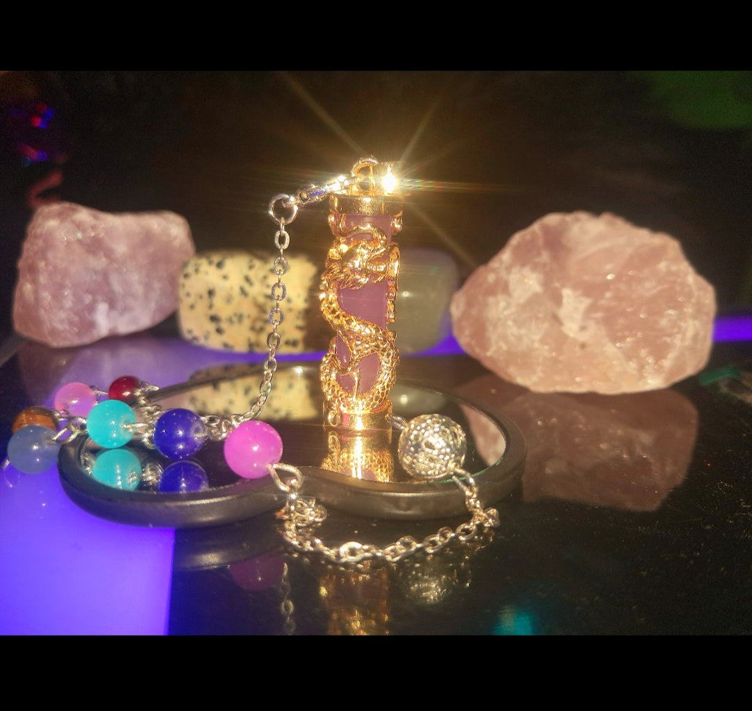 Purple Glow In The Dark Pendulum & Necklace