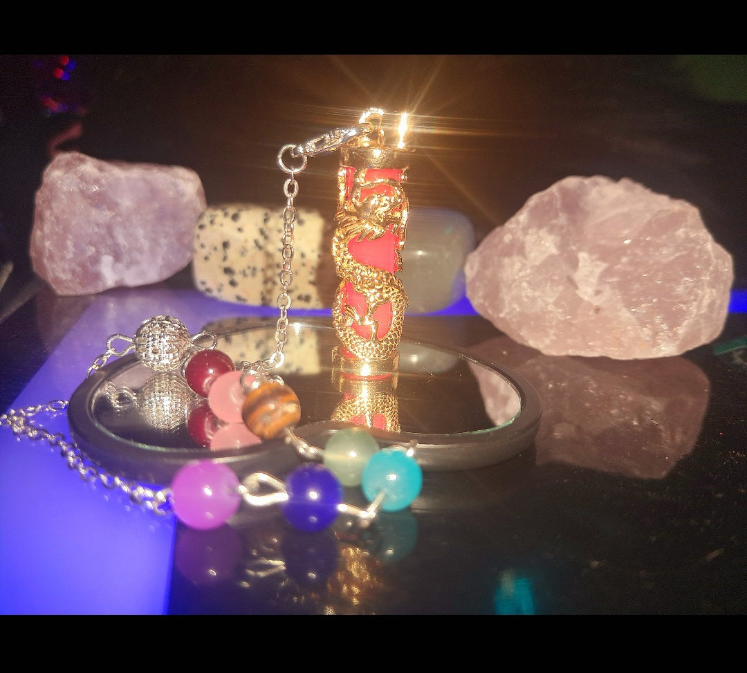 Red/Pink Glow In The Dark Pendulum & Necklace