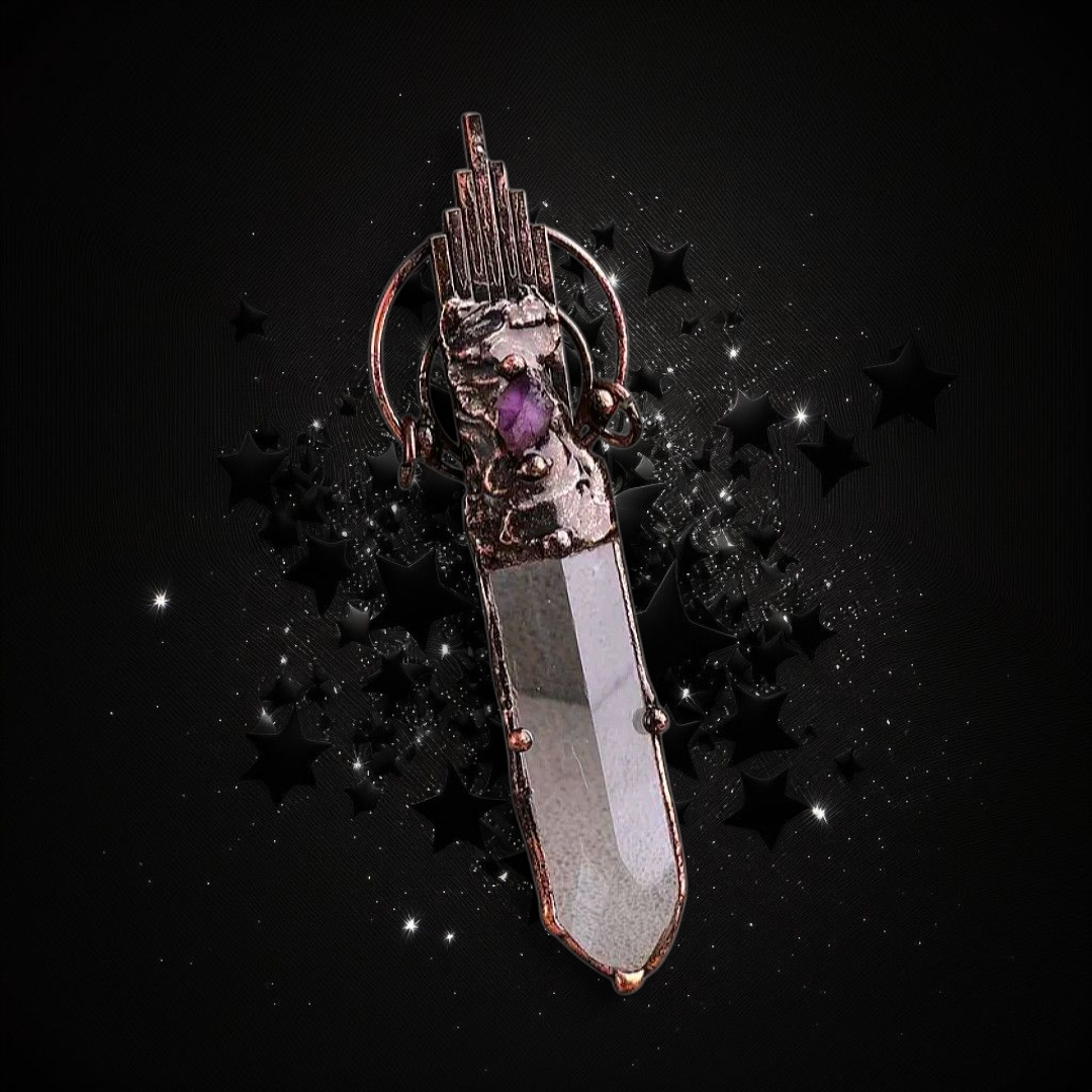 Energy Shielder & Amplifier - Clear Quartz Amethyst Ritual Necklace