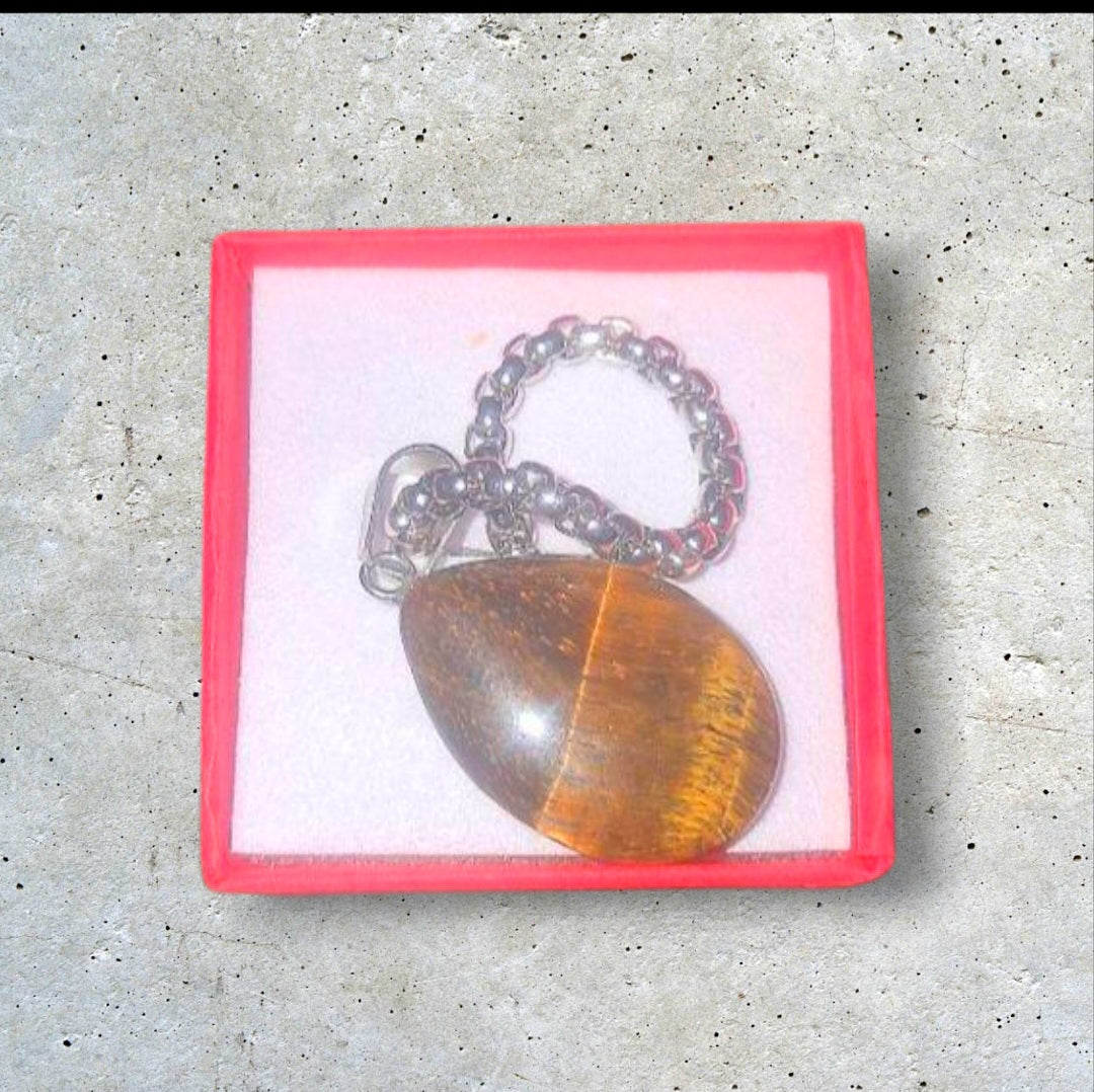 Tigers Eye Sterling Sliver Snake Chain Ritual Necklace& Pendulum Attachment Added