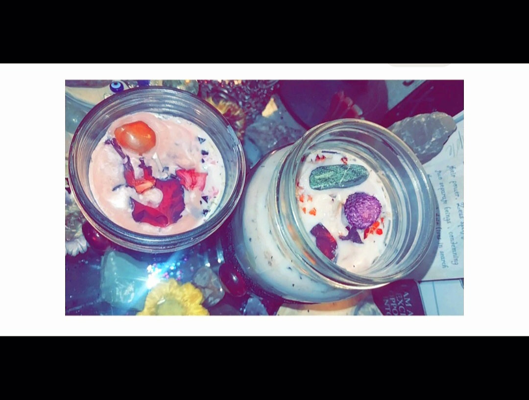 Love Intensification & Protection Ritual Candle With Crystals