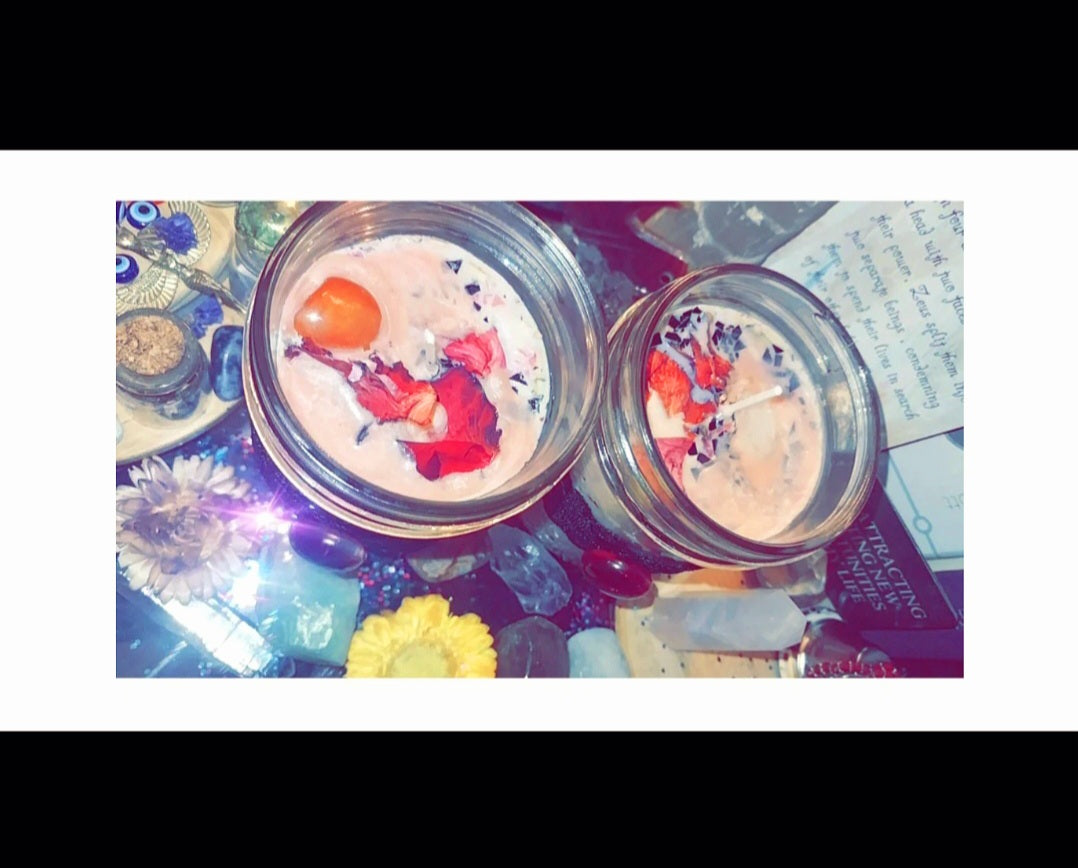Love Intensification & Protection Ritual Candle With Crystals