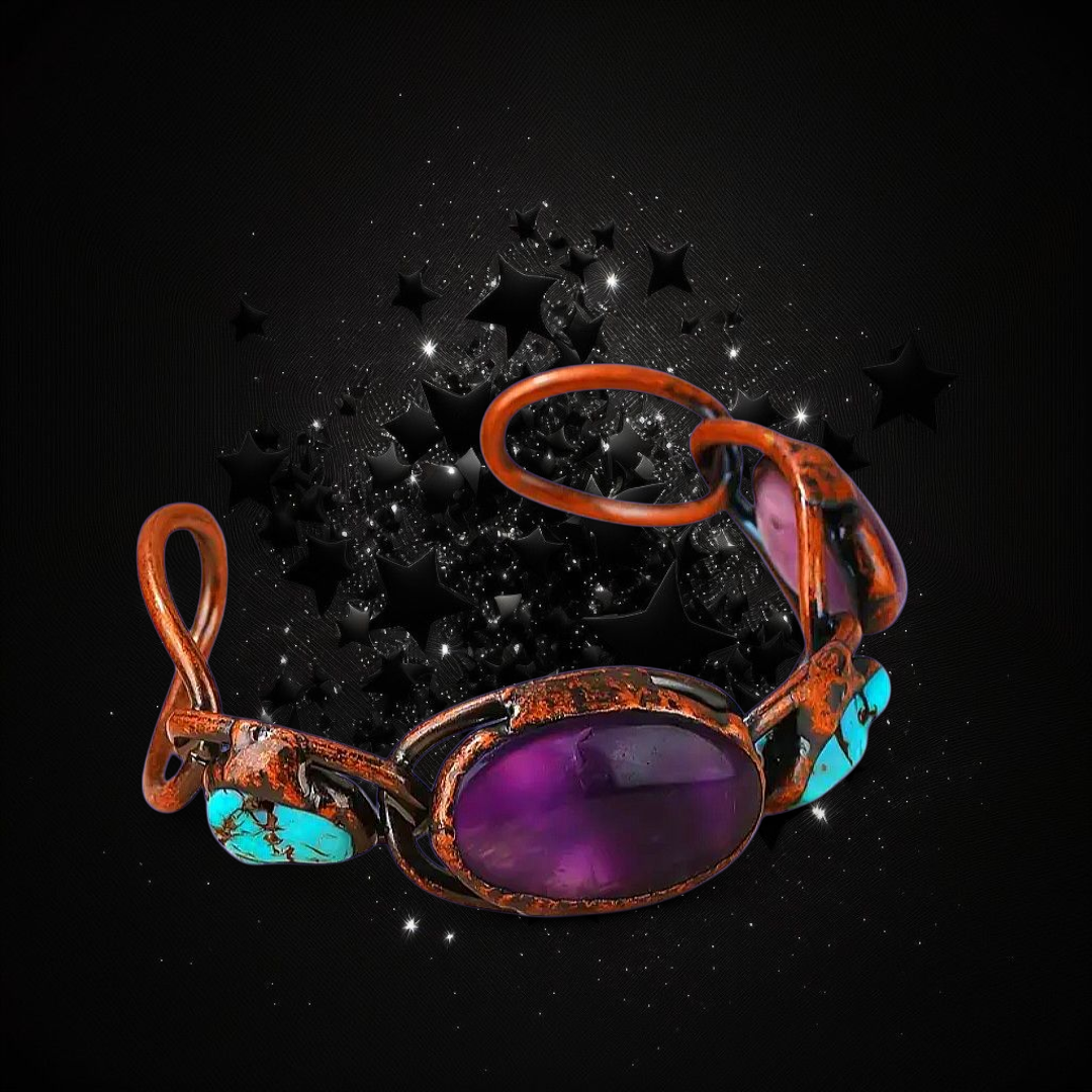 Strengthened & Protected Voice, Mental & Emotional State - Amethyst & Blue Turquoise Ritual Activated Bracelet