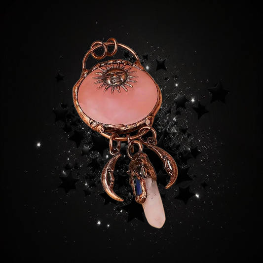 Aphrodite Goddess Ritual Necklace - Rose Quartz / Aquamarine Crystal Activated & Blessed