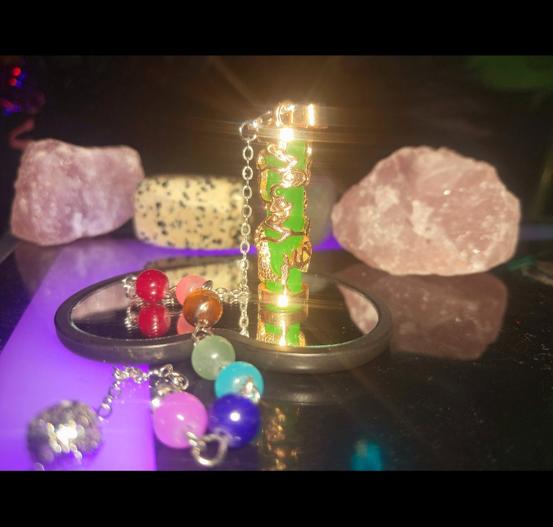 Green Glow In The Dark Pendulum & Necklace