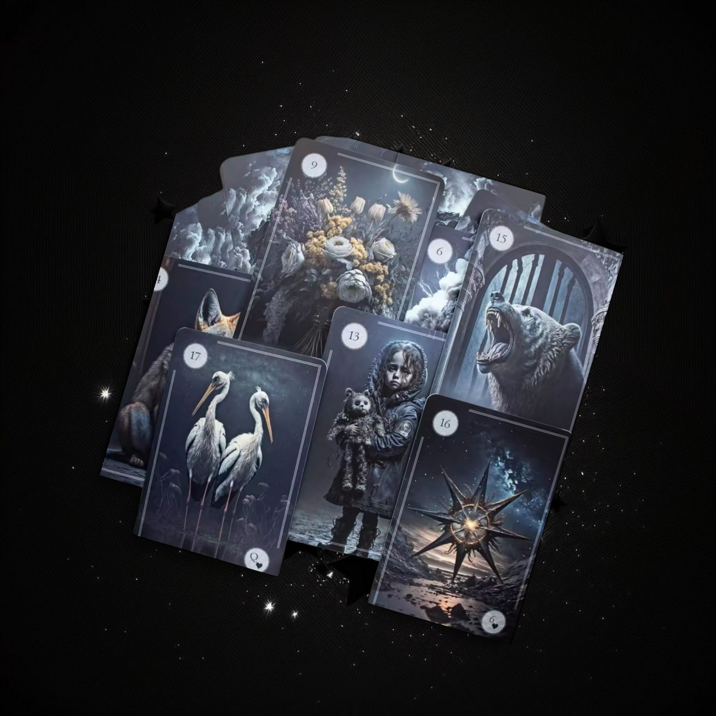 The Moonlight Night Oracle Deck & Ritual Reading Elixir & Activated Crystal