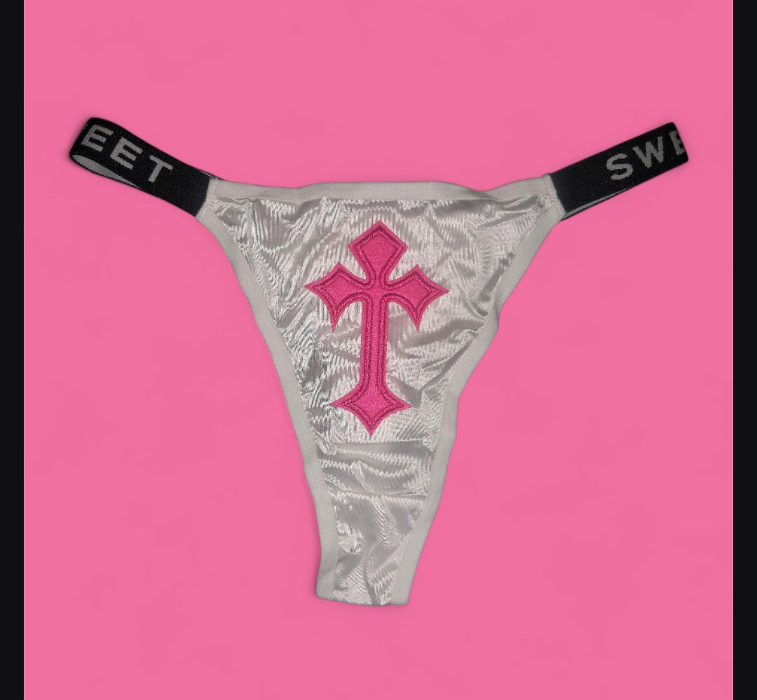 The Sweet Magical Flower - White / Hot Pink/ Black Ritual Activated Thong