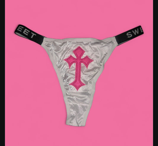 The Sweet Magical Flower - White / Hot Pink/ Black Ritual Activated Thong