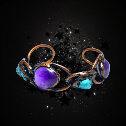 Strengthened & Protected Voice, Mental & Emotional State - Amethyst & Blue Turquoise Ritual Activated Bracelet