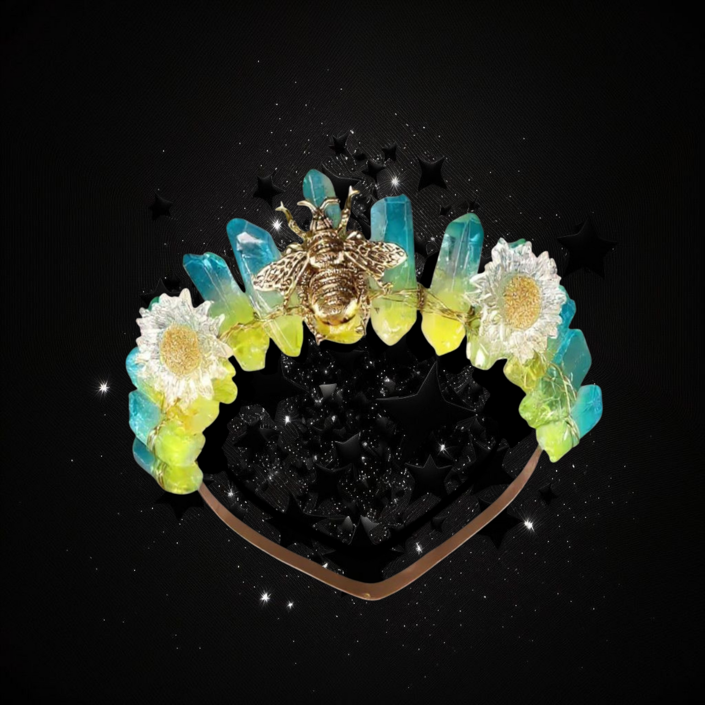 Goddess Of Balance - Blue & Yellow Tourmaline Crystal Ritual Activated Headband Crown