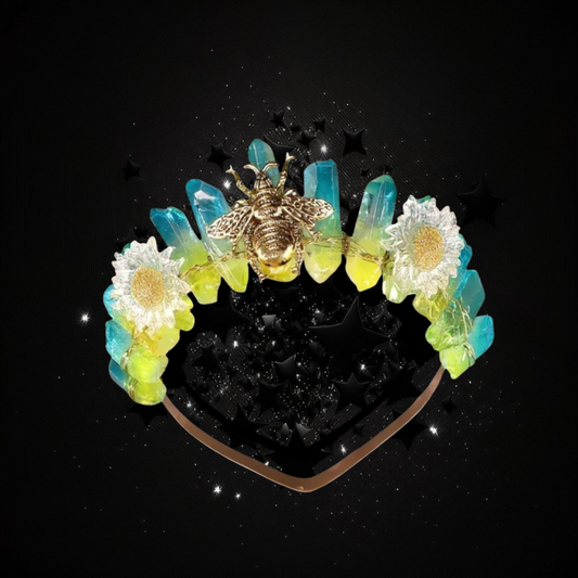 Goddess Of Balance - Blue & Yellow Tourmaline Crystal Ritual Activated Headband Crown