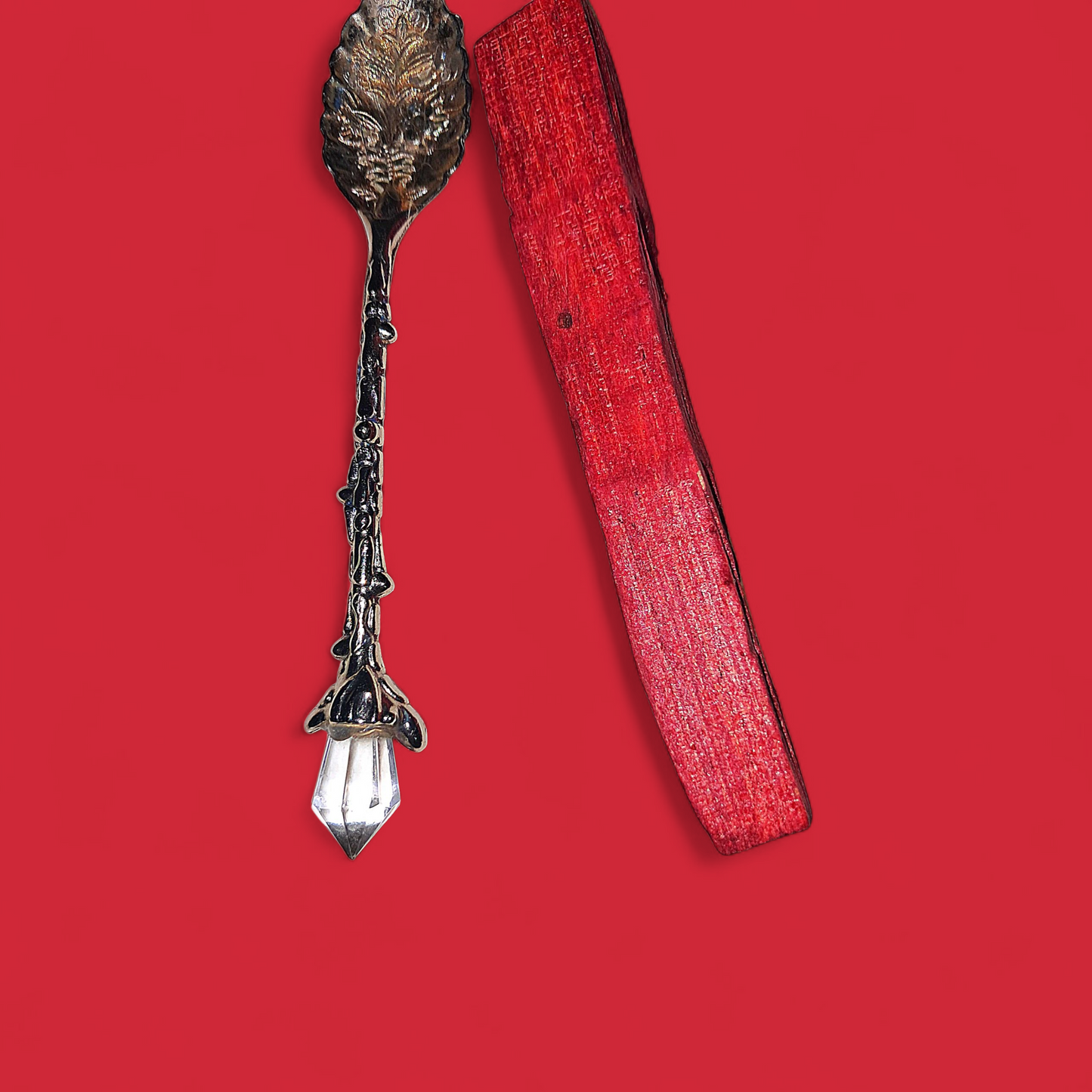 Amplified Manifesting Clear Crystal Ritual Spoon & Red Palo Santo Stick