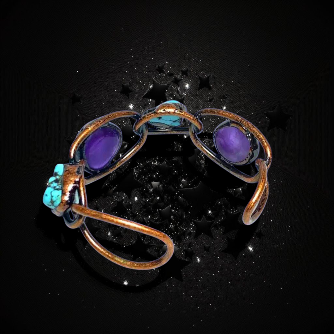Strengthened & Protected Voice, Mental & Emotional State - Amethyst & Blue Turquoise Ritual Activated Bracelet