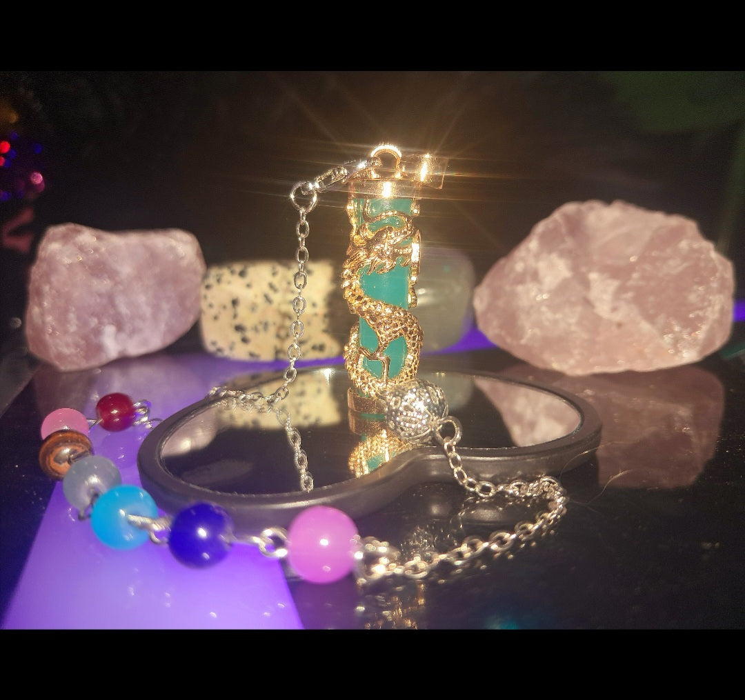 Blue Glow In The Dark Pendulum & Necklace