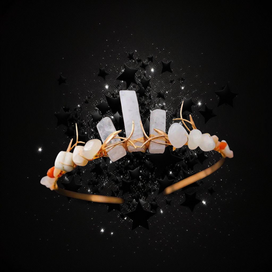 Goddess Of Unstoppable Energy - Selentie & White Quartz Crystal Ritual Activated Headband Crown