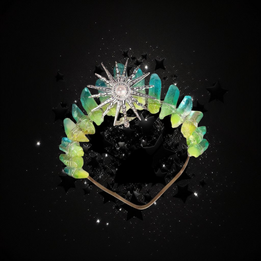 Goddess Of Destruction Of Manipulation & Psychic Protection - Green & Light Green Tourmaline Ritual Activated Headband Crown