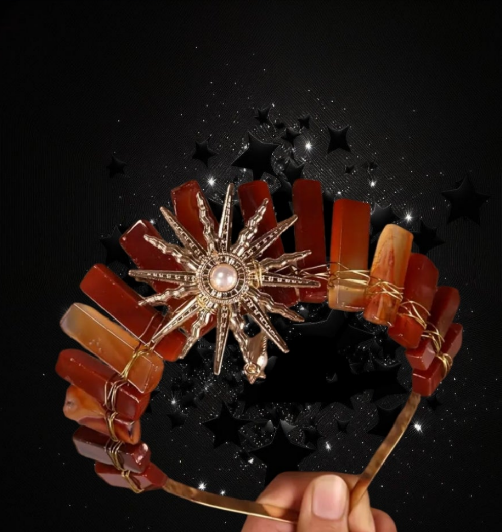 Goddess Of Success - Red Agate Crystal Ritual Activated Headband Crown