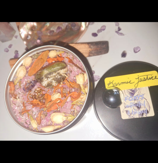 Karmic Justice Ritual Spiritual Bath Jar & Crystals