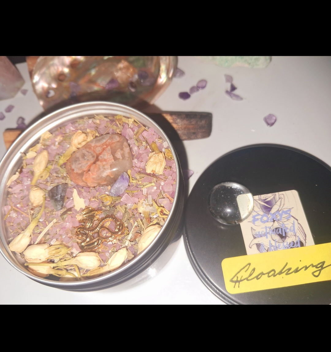 Cloaking & Shielding Energy Ritual Spiritual Bath Jar & Crystals