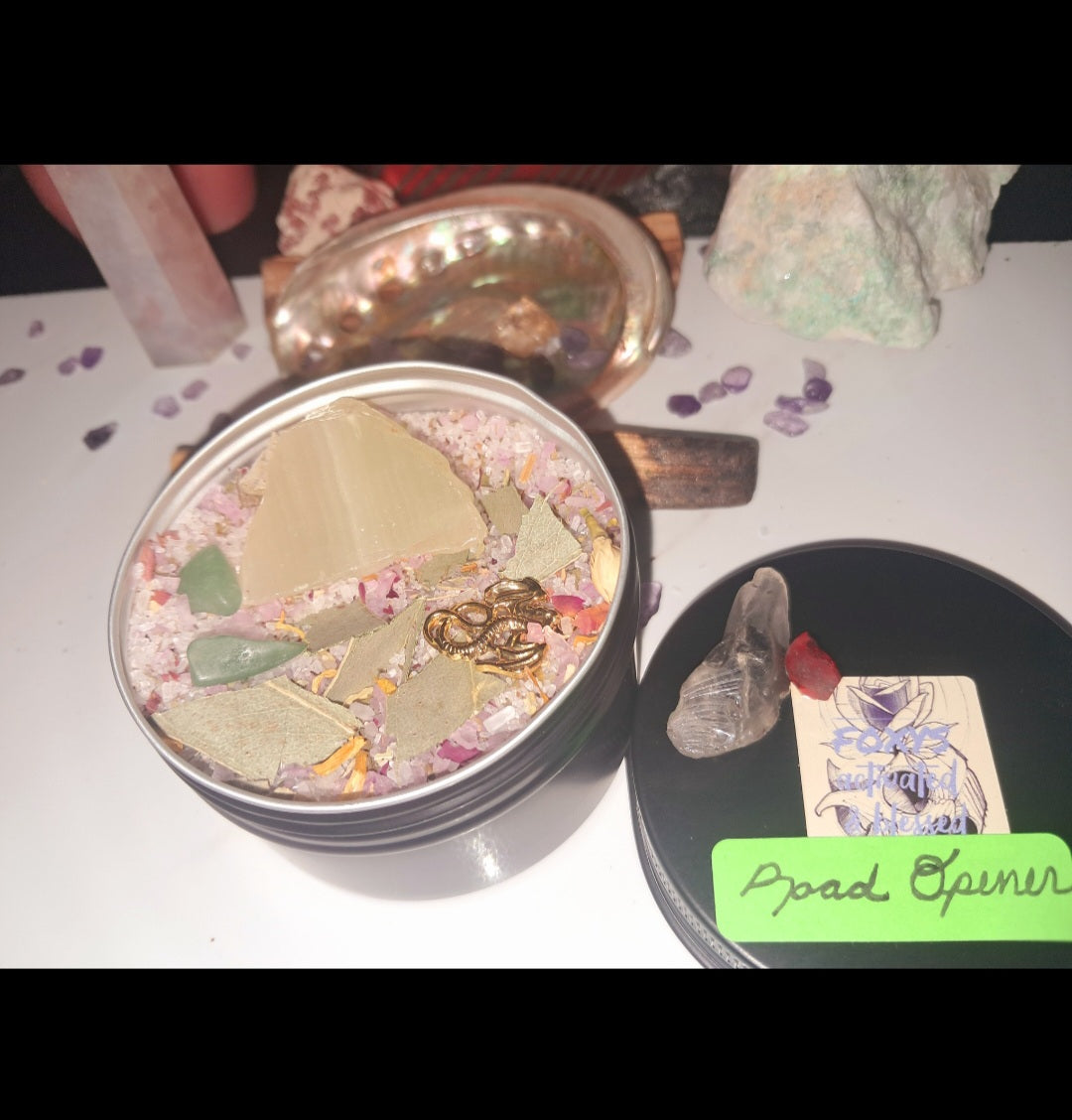 Road Opener Ritual Spiritual Bath Jar & Crystals