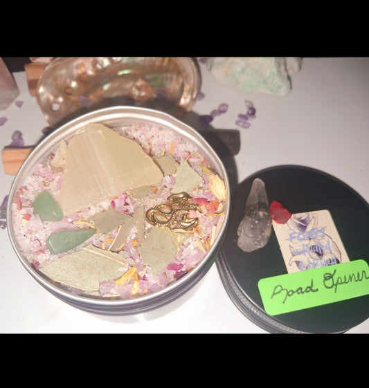 Road Opener Ritual Spiritual Bath Jar & Crystals