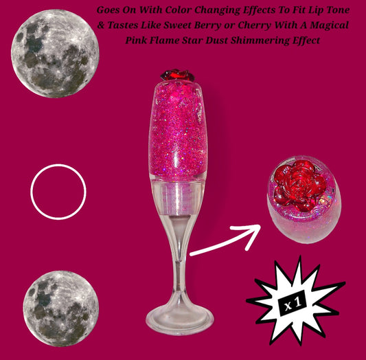 Pink Flame Warrior Spirit - Galaxtic Star Dust Color Changing - Clear Ritual Activated & Blessed - Instant Manifestation & Cleansing Energy Lip Gloss
