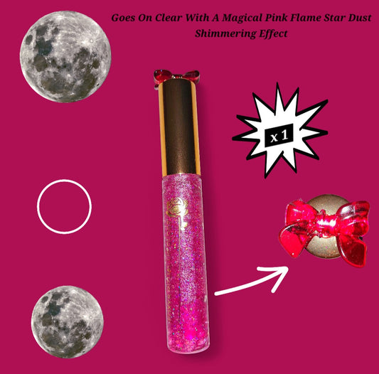 Pink Flame - Galaxtic Star Dust Color Changing - Clear Ritual Activated & Blessed - Instant Manifestation & Cleansing Energy Lip Gloss