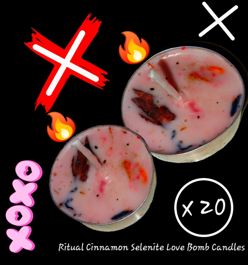 Selenite Love Bomb - Energy Amplifier - Powerfully Enhanced Ritual 20 Tealight Candles