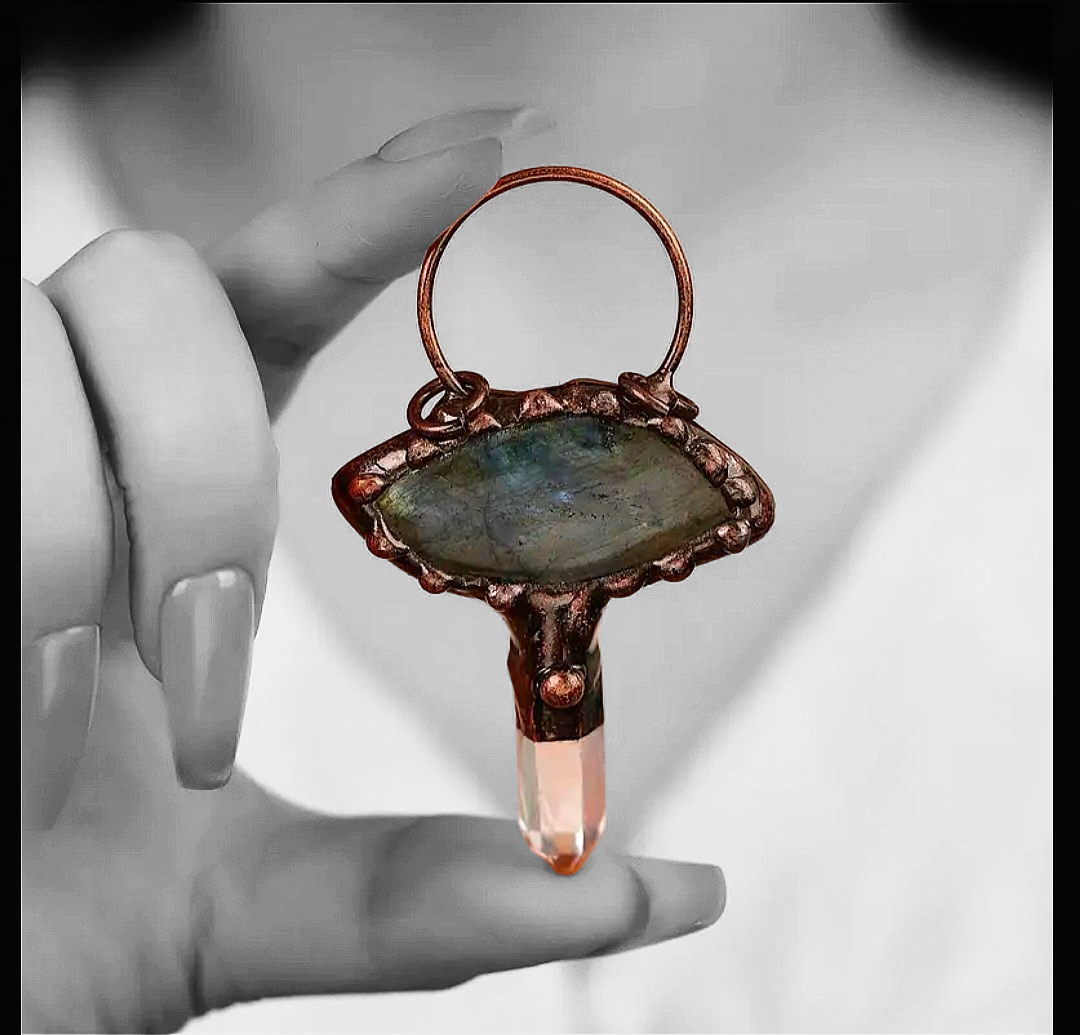 Grounded & Unstoppable Labradorite/Clear Quartz - Powerful Ritual Activated & Blessed Necklace