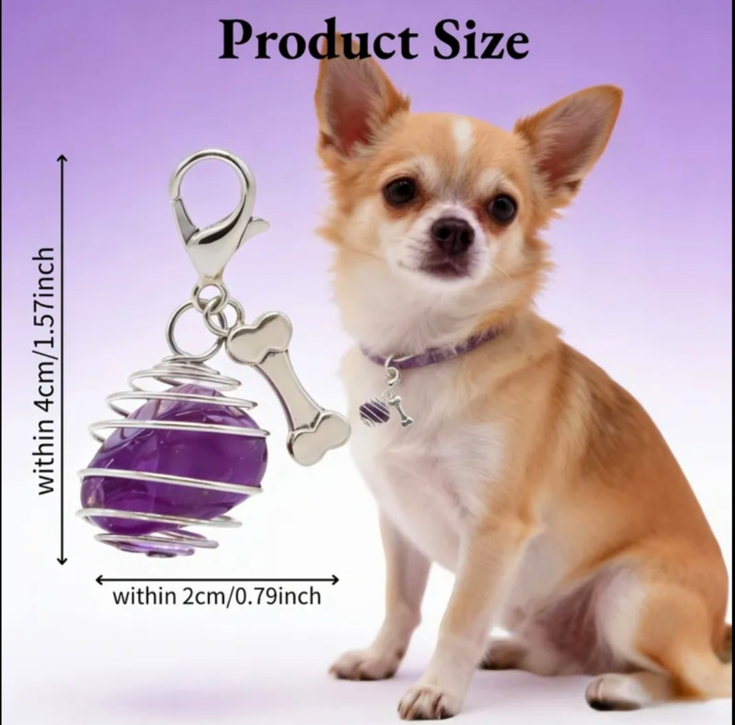 Amethyst Charmed - Energy Transmuter / Healing Protection From All Absorbing - Ritual Activated & Blessed Crystal Attachment For Familiar / Animal Collars