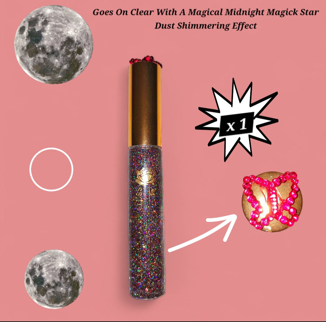 Midnight Magic - Galaxtic Star Dust - Clear Ritual Activated & Blessed - Instant Manifestation & Cleansing Energy Lip Gloss