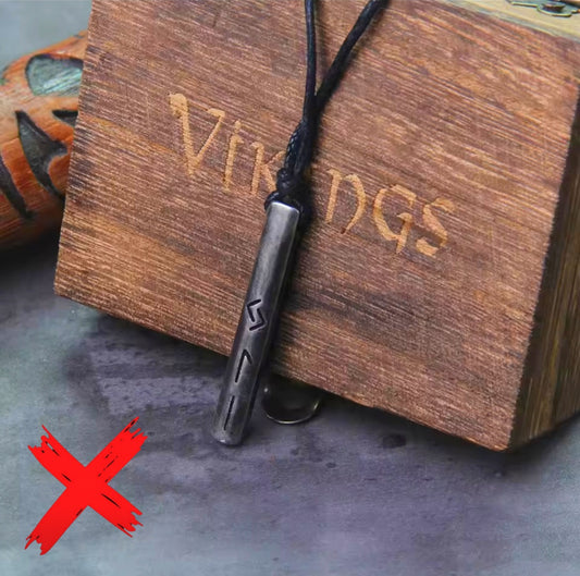 Masculine Runes Energy Cloaking & Protection Shield - Love & Life - Ritual Activated & Blessed Metal Carved Adjustable Necklace w/Wooden Gift Box