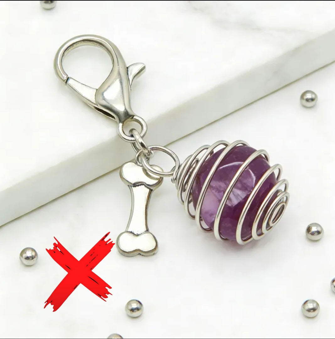 Amethyst Charmed - Energy Transmuter / Healing Protection From All Absorbing - Ritual Activated & Blessed Crystal Attachment For Familiar / Animal Collars