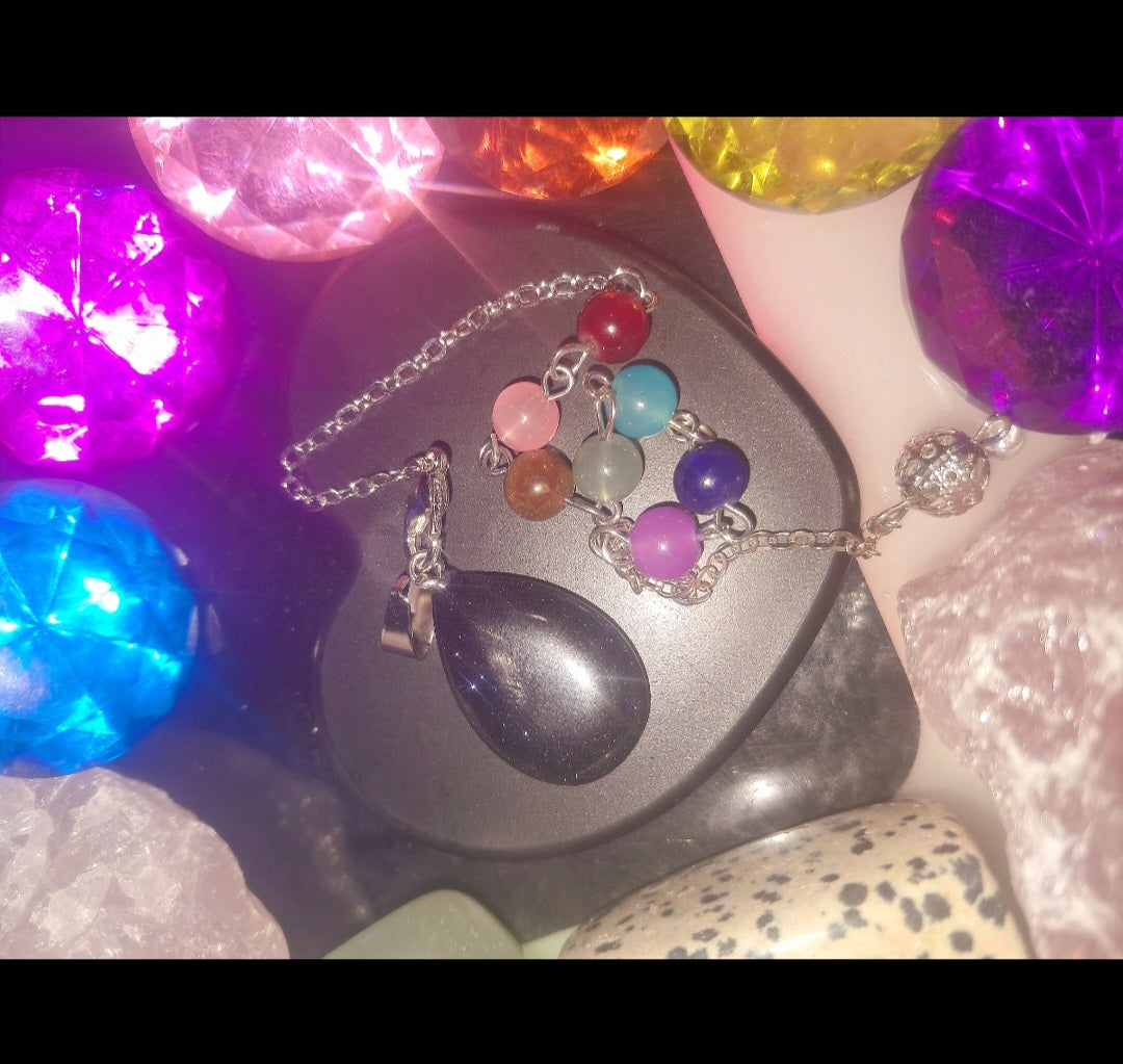 Blue Sandstone Quartz Pendulum & Necklace