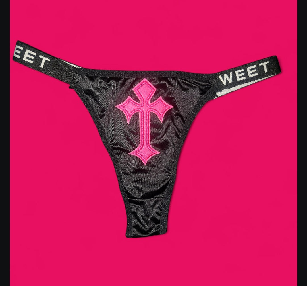 The Sweet Magical Flower - Black / Hot Pink Ritual Activated Thong