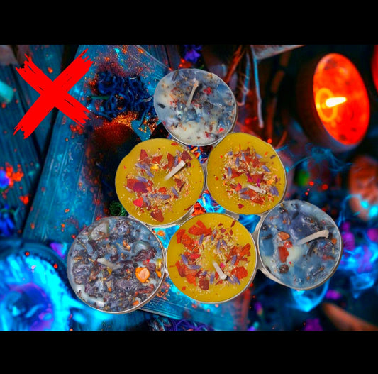 Achieveing Golden Opportunities - 6 Day Intention Manifestation Amplifers - 6 Pack Ritual Tealight Candles W/ Needed Gifts & Tools Added
