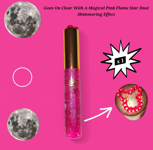 Pink Flame - Galaxtic Star Dust Color Changing - Clear Ritual Activated & Blessed - Instant Manifestation & Cleansing Energy Lip Gloss